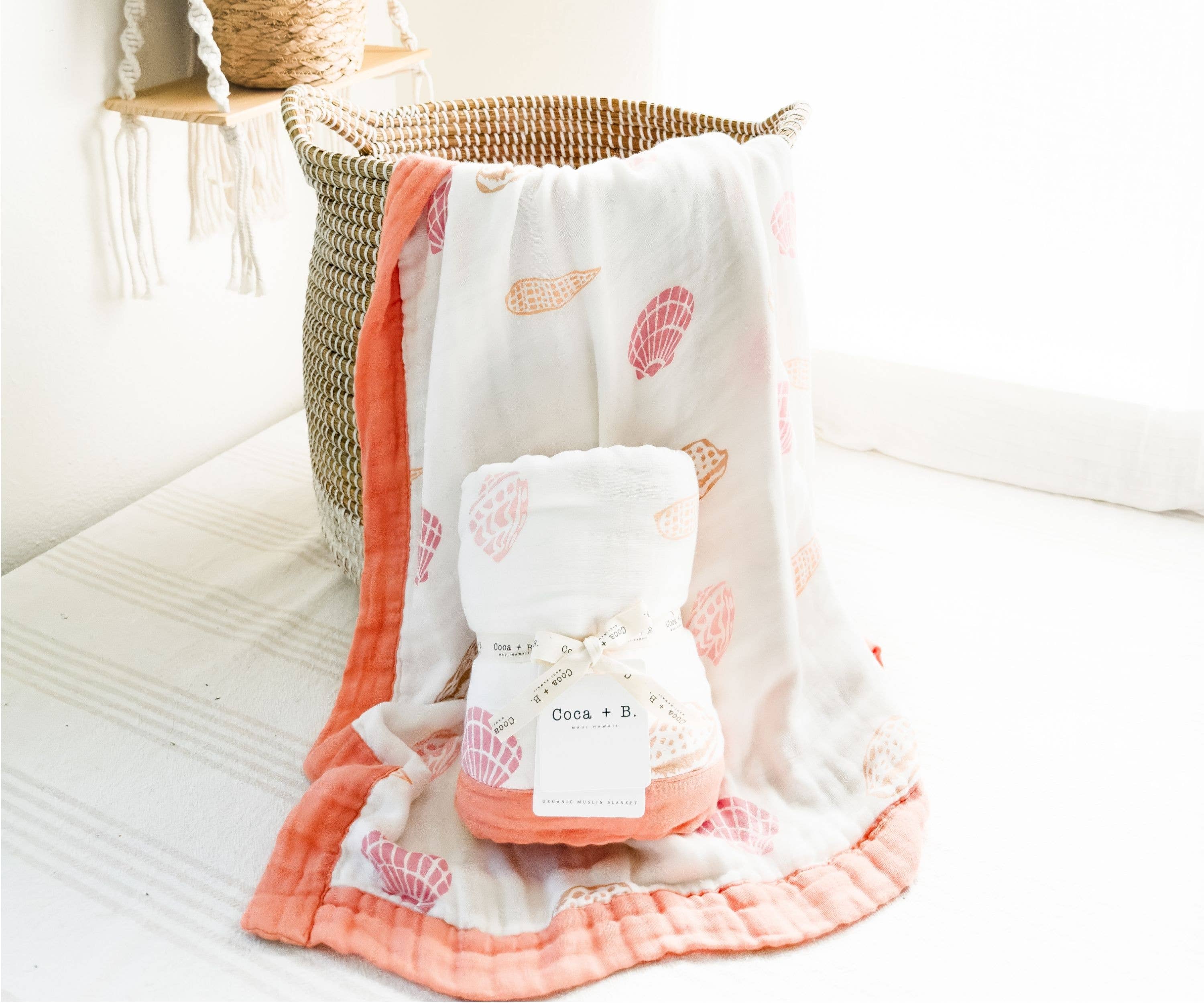 Coca + B.™ - Wholesale Milestone Blanket - Kids & Baby - Organic Seashell Baby Blanket | Coastal Beachy Nursery Decor10