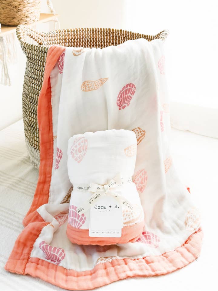 Coca + B.™ - Wholesale Milestone Blanket - Kids & Baby - Organic Seashell Baby Blanket | Coastal Beachy Nursery Decor10