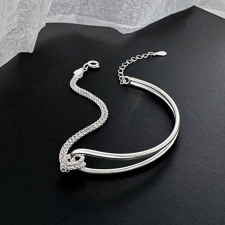 Gemscape UK - Wholesale Charm/Dangle Bracelet - Sterling Silver Half and Half Bracelet - Heart12