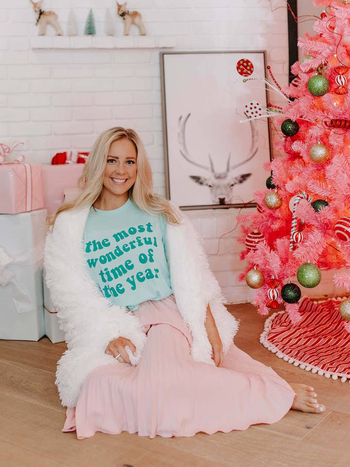 Mugsby - Wholesale Screen Printed T-Shirt - Women's - The Most Wonderful Time of the Year MINT Christmas Shirt