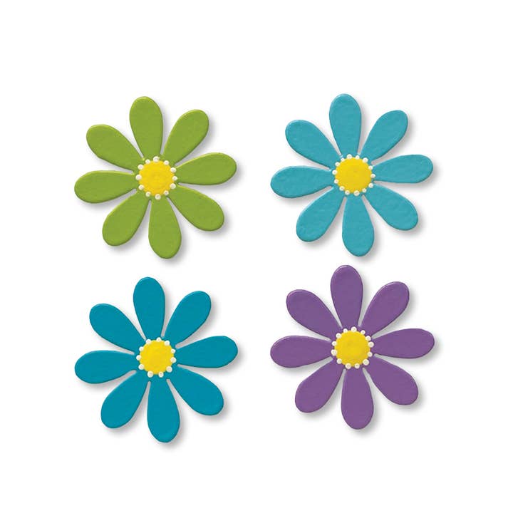 Roeda Studio - Wholesale Magnet - Daisy Magnets S/4, Cool Colors, Spring Decor