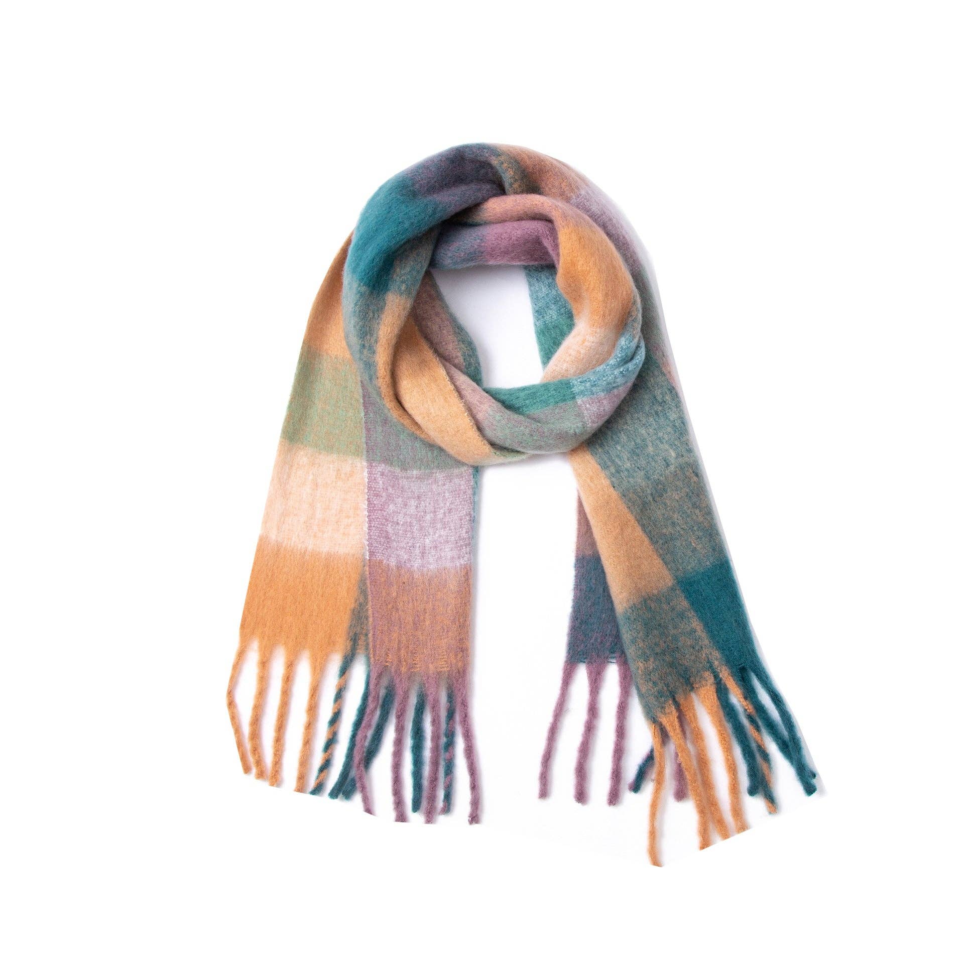 Dipped Shop - Wholesale Scarf - Women's - Coloful Plaid Tassel Scarves DPKS10127