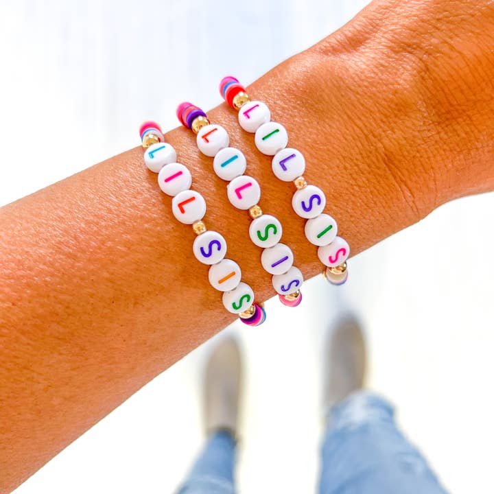 Savvy Bling - Vente Bracelet de perles - Bracelet en perles d'or Grande Sœur, Petite Sœur