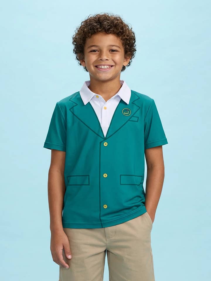 Green Blazer Golf Polo - Kid's Matching Youth Polo Shirt for wholesale by Tipsy Elves