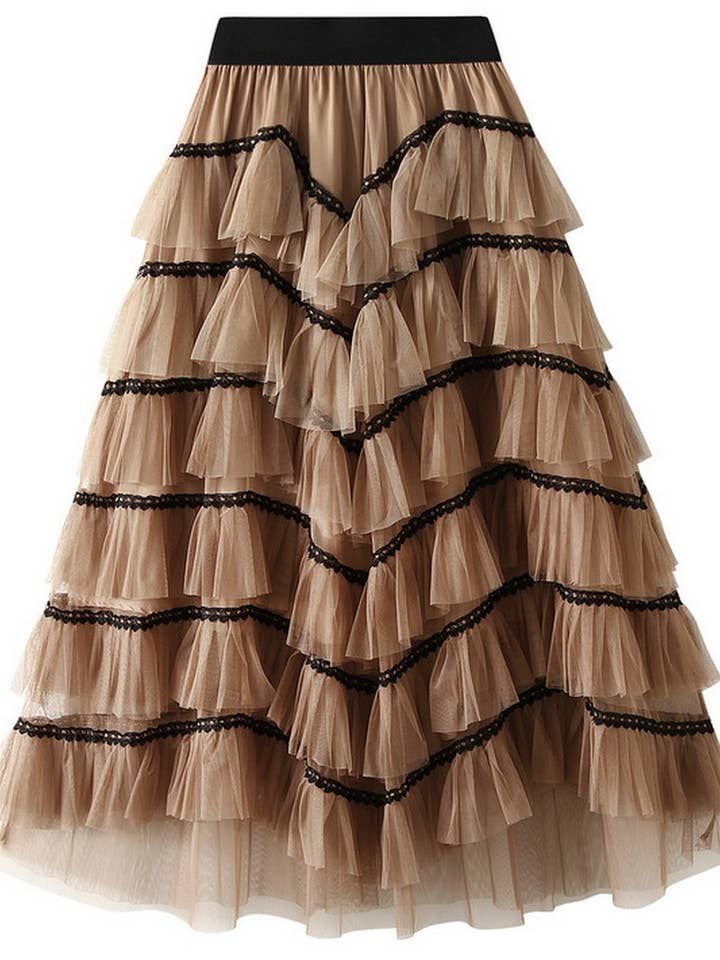 NINEXIS - Wholesale Skirt - Women's - CWBLS0523_LAYERED TULLE CAKE SKIRT WITH FLOWY A-LINE SHAPE6