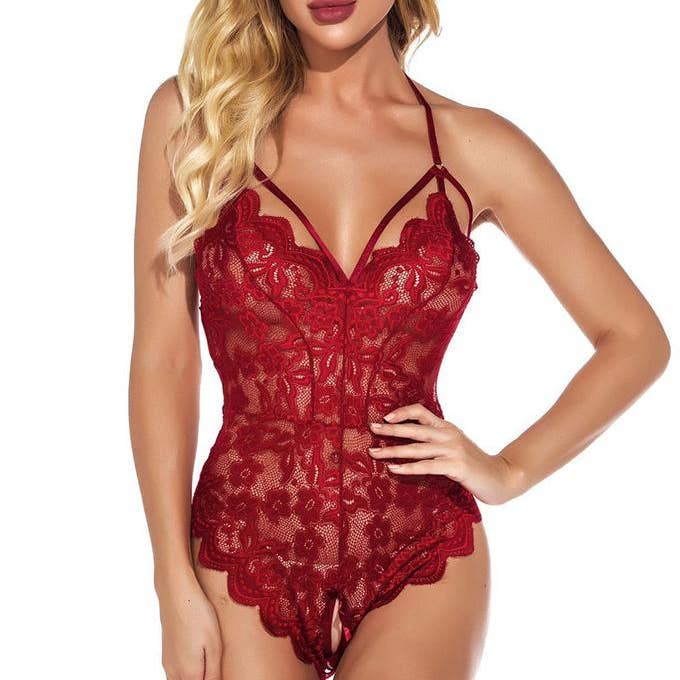 HIDDENBRAND - Wholesale Lingerie Bodysuit - Women's - Sexy Lace Babydoll Lingerie Bodysuit Nightwear7