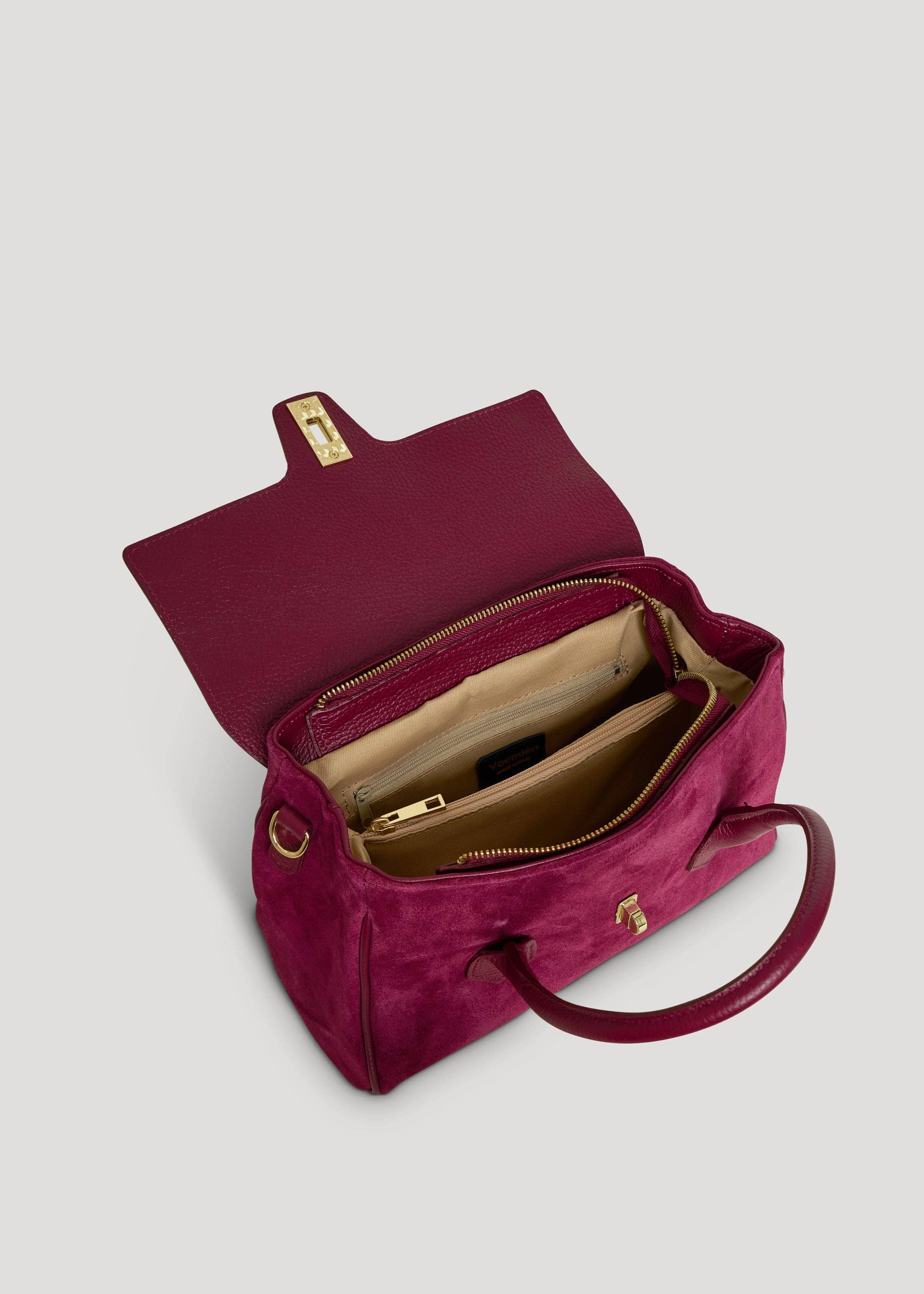 Prestige Milano – Großhandel Tragetasche – Damen – Cécile Tasche aus burgunderrotem Wildleder und Dollarleder5