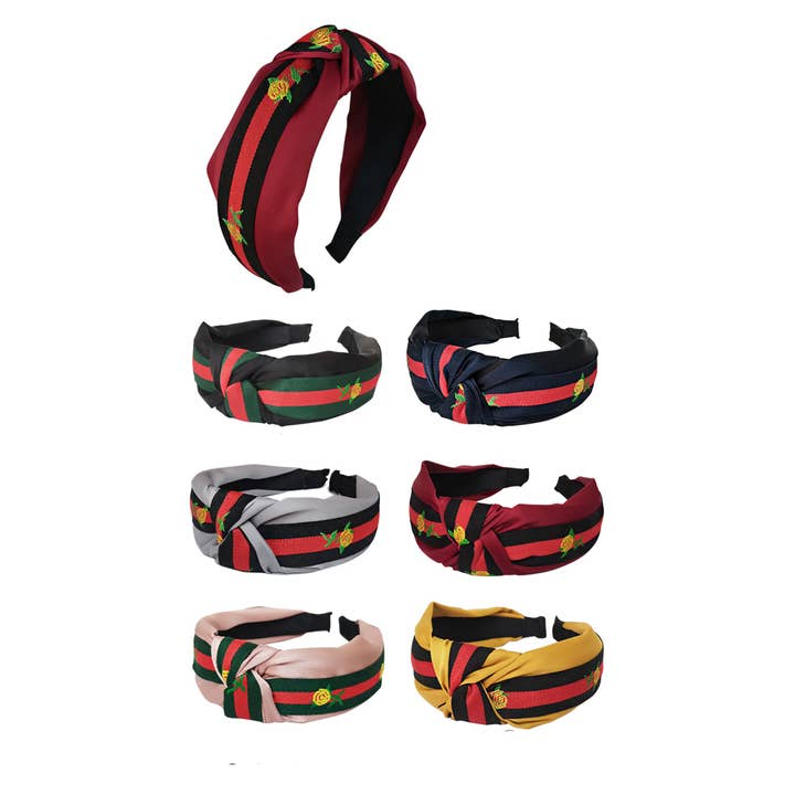 Diadema con nudo y estampado de flores a rayas HB21018-15 (12 unidades) para venta al por mayor de TAPA fashion