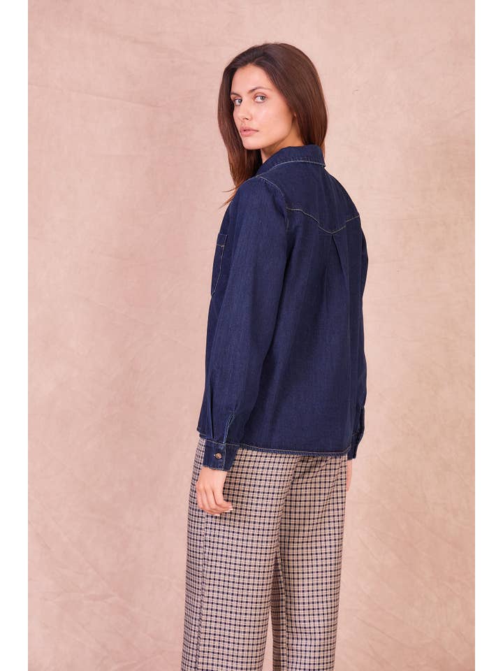 Calie Paris - Wholesale Button Down Shirt - Women's - ALERIA – 100% Cotton Denim Shirt3
