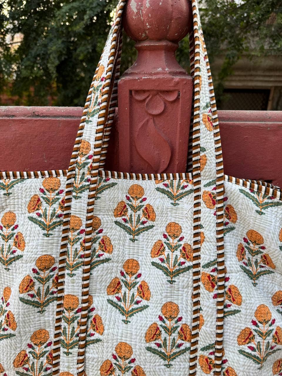 bhavnas boutique - Vendita all'ingrosso Borsa tote - Donna - Borsa da festa per ragazze Borsa tote stampata floreale in cotone trapuntato1