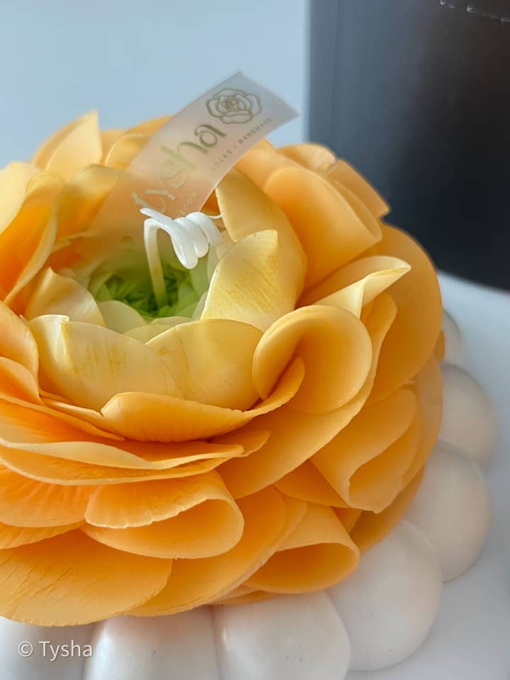 Ranunculus Realistic Flower Candle | Decor | Cozy | Orange for wholesale by TYSHA
