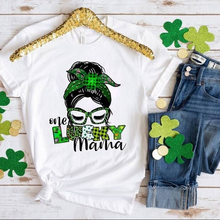 One Lucky Mama Shirt,St. Patrick's Day Shirt,Lucky Shamrock for wholesale by OneStopSapphireShop