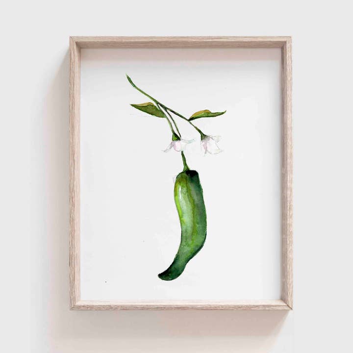 Jalapeño Watercolor Art Print for wholesale by Grace Langdon Art