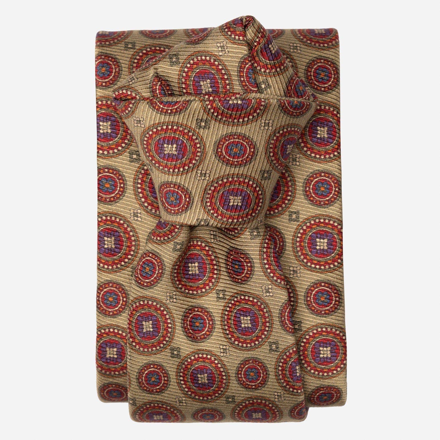 Elizabetta Made in Italy USA – wholesale Necktie – Men’s – Farnese- Printed Madder Silk Tie - Sage Green0