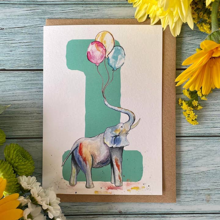 Number 1 Children's Birthday Card for wholesale by Jen Winnett Eco Artist
