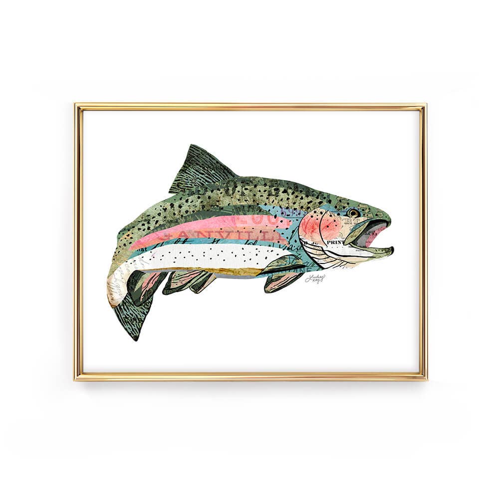 Lindsey Kay Collective - Wholesale Art Print - Rainbow Trout Collage - Art Print