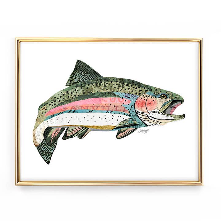 Rainbow Trout Collage - Art Print for wholesale by Lindsey Kay Collective