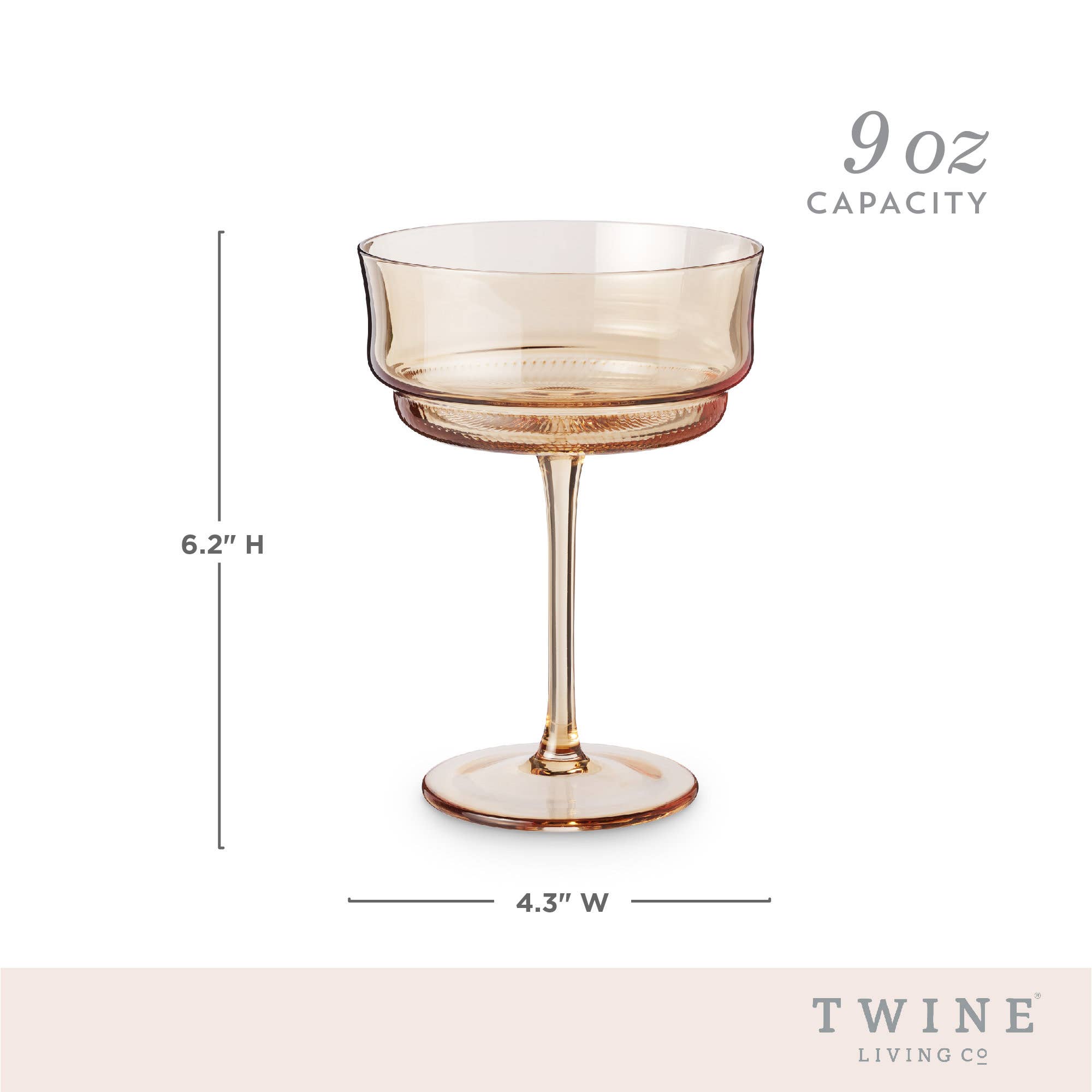 Twine - Vente Verres à cocktail/alcool - Ensemble de 2 coupes à cocktail sur pied en verre ambré Tulip.5