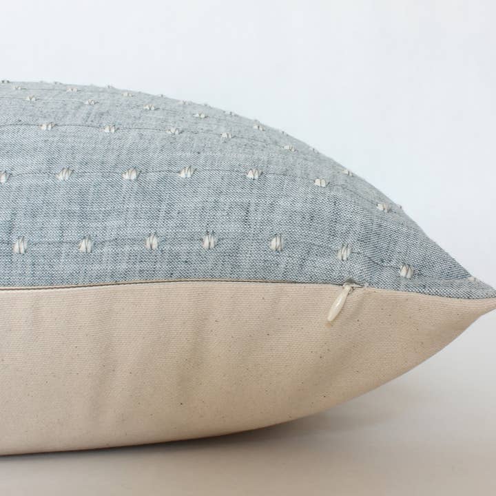 Textileish - Wholesale Throw Pillow Cover - Designer Light Blue Pillow Cover, Blue Dot Textured Pillow