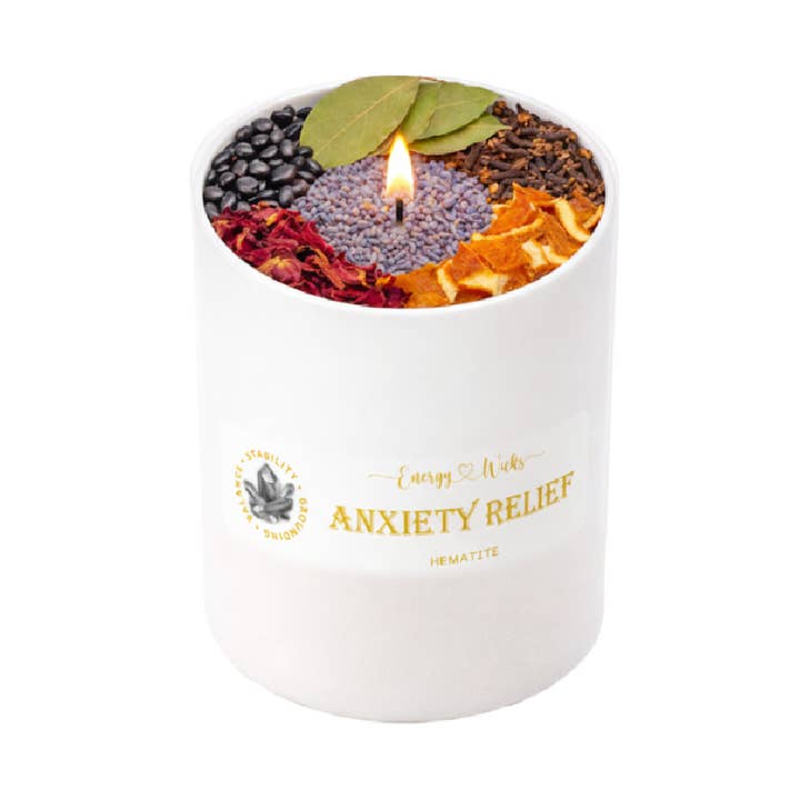 ANXIETY RELIEF CRYSTAL CANDLE for wholesale by Energy Wicks
