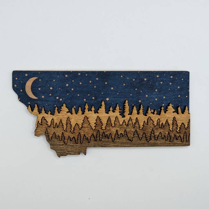 Montana Wood Magnet Art 5" for wholesale by Knit and Nailed