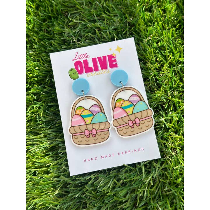 Little Olive Creates - Wholesale Stud/post earrings - Egg-cellent Easter Egg Basket Stud Earrings3