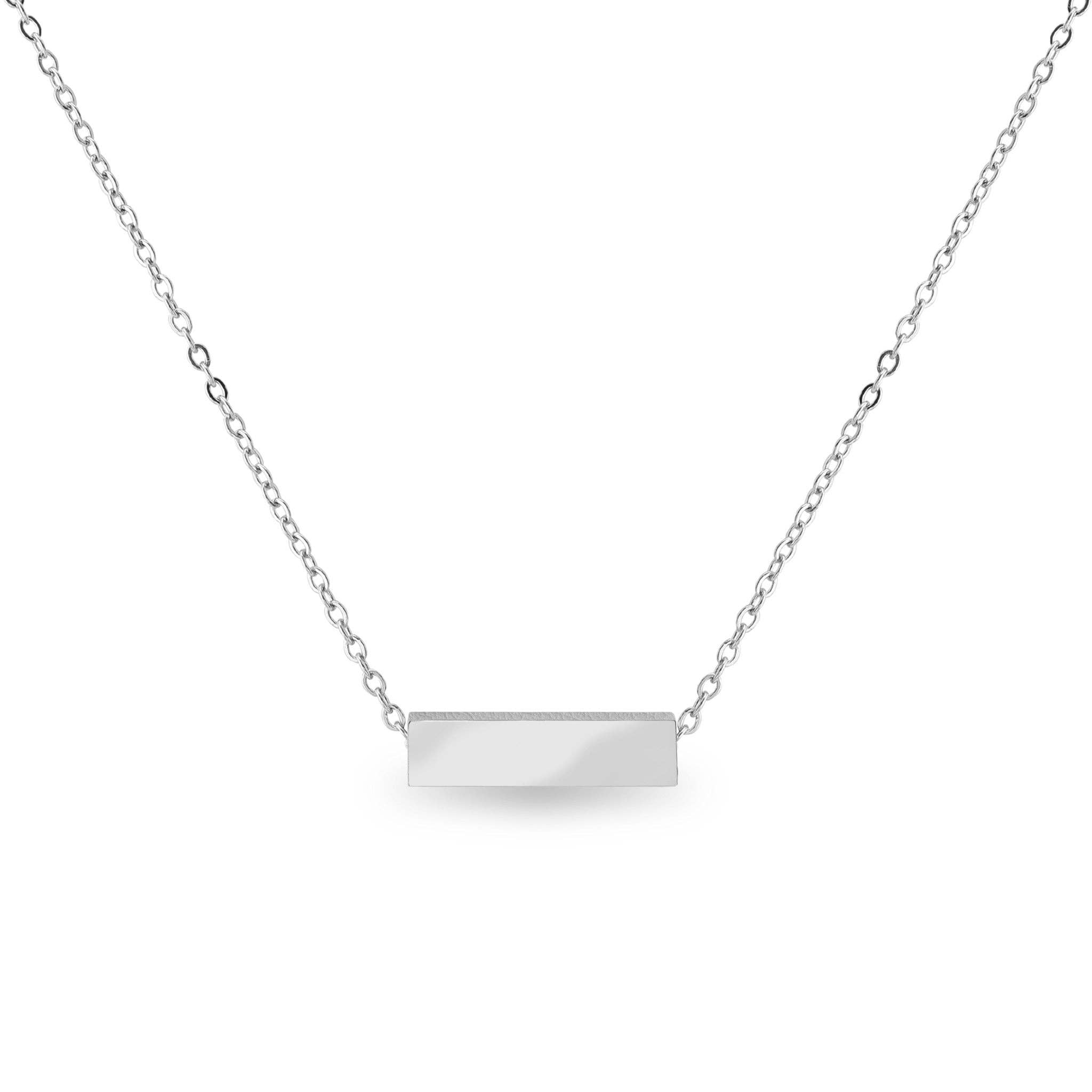 WJW - Wholesale Pendant/Charm Necklace - Stainless Steel Horizontal Mini Bar Necklace Blank1