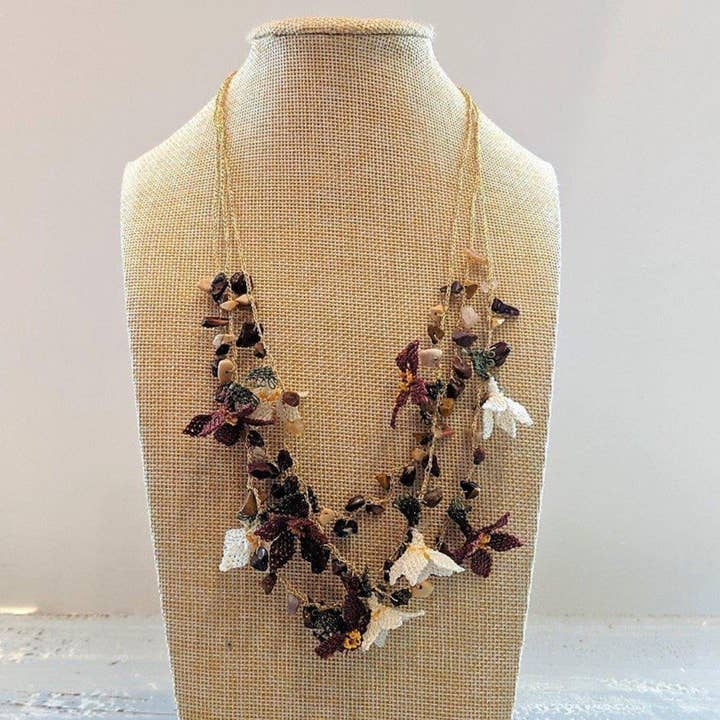 Dalia Maroon Crochet Necklace for wholesale by Anatolico