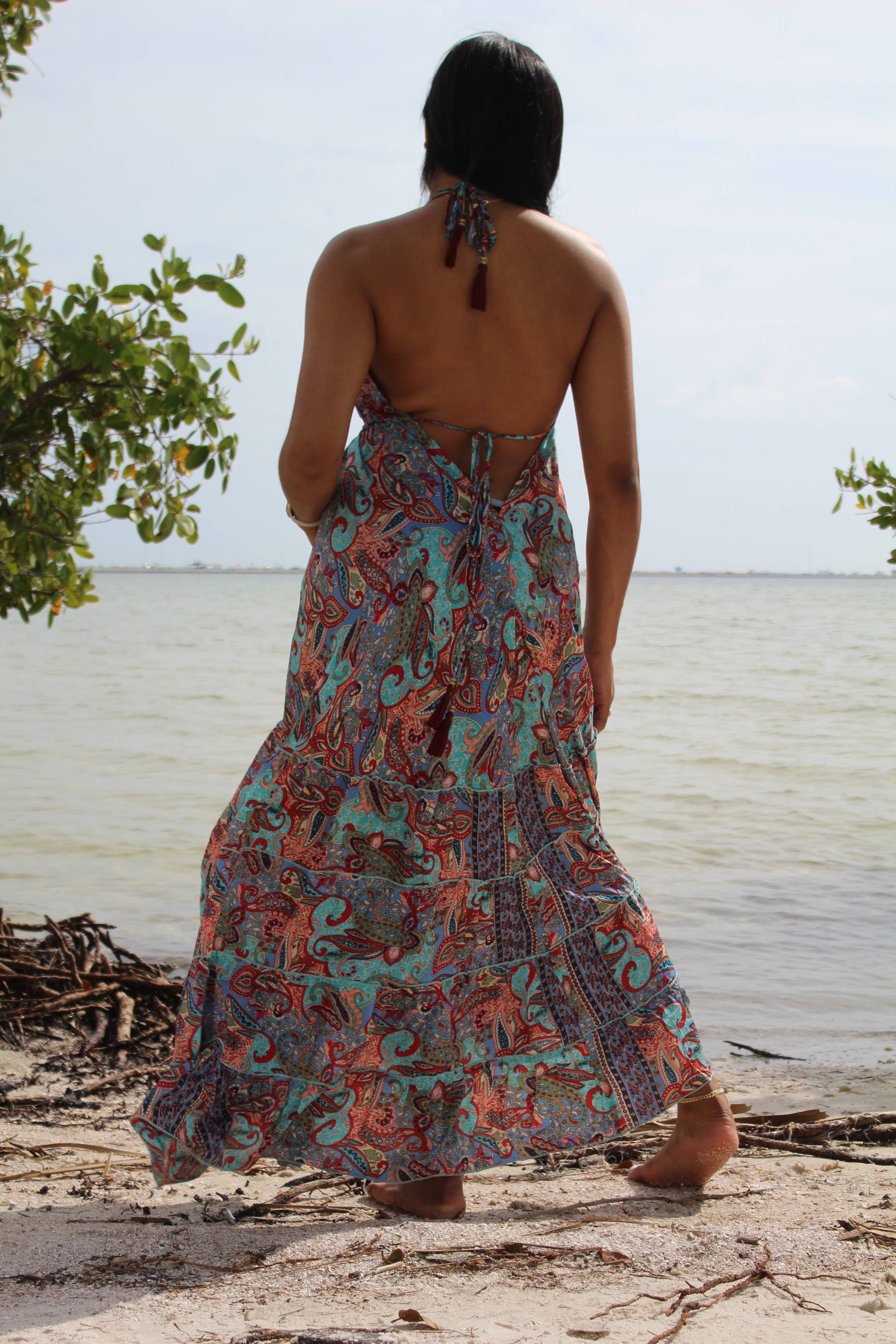 Foutaz LLC - Wholesale Dress - Women's - Bohemian Long Ruffle Dress/ Maxi Dress/ case of mixed colors1