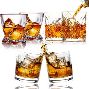 Whiskey Glasses Set with Gift Box, 10 Oz Old Fashioned Glass Tumbler, 2  Crystal Rocks Glasses with 2 Ice Molds and 1 Swizzle Spoon for Whiskey  Cocktail Bourbon Liquor Scotch 
