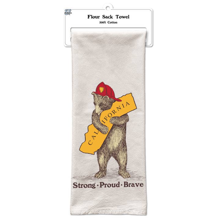CA Firefighter Bear Flour Sack Towel for wholesale by SF Mercantile