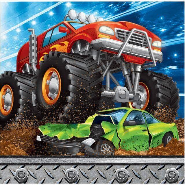 Party Expo, LLC - Wholesale Disposable Napkin - Monster Truck Rally Beverage Napkins (16ct)0