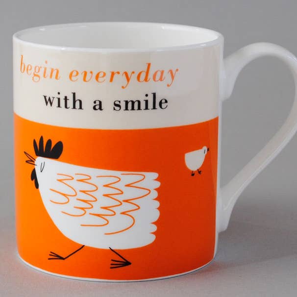 Happiness Chicken Bone China Mug Orange for wholesale by Repeat Repeat