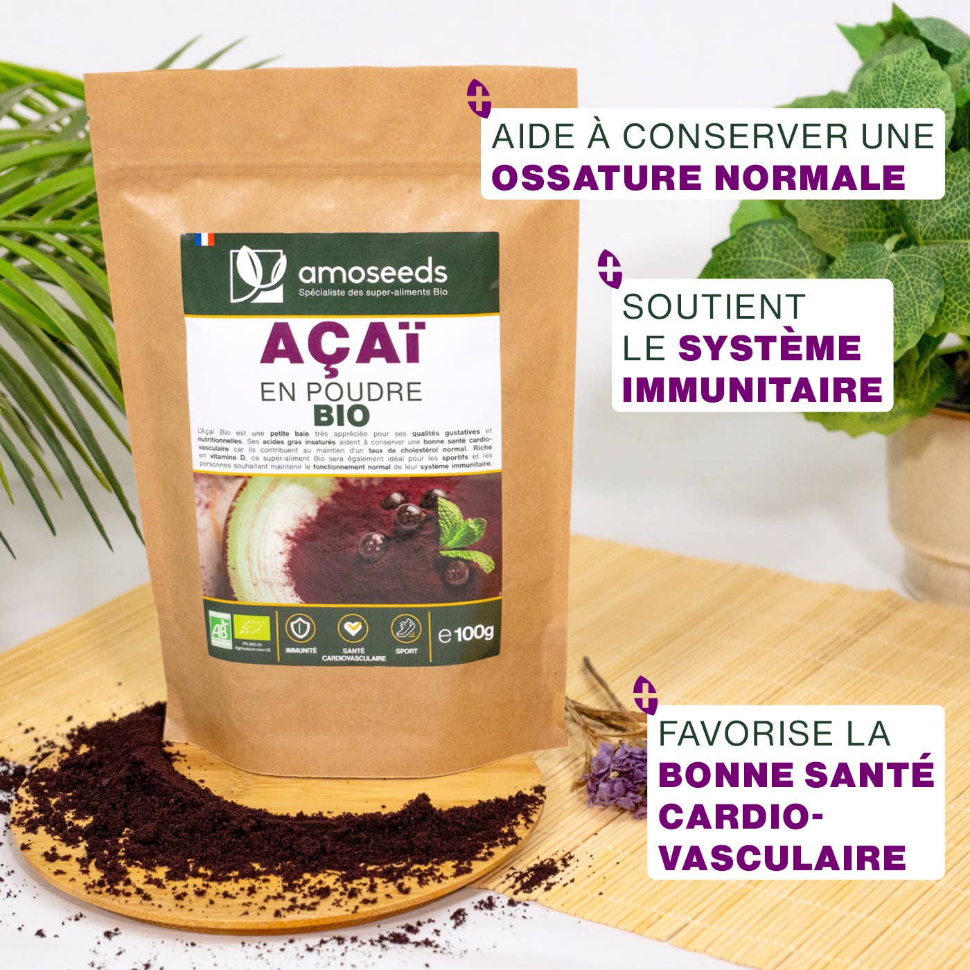 Amoseeds – Proteína/Superalimento em pó por atacado – Açaí em pó Bio 100G1