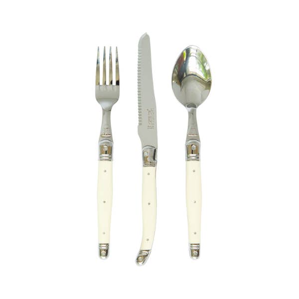 The French Farm - Wholesale Assorted Cutlery Set - Jean Dubost 18 Pc Flatware Set Ivory colored handles