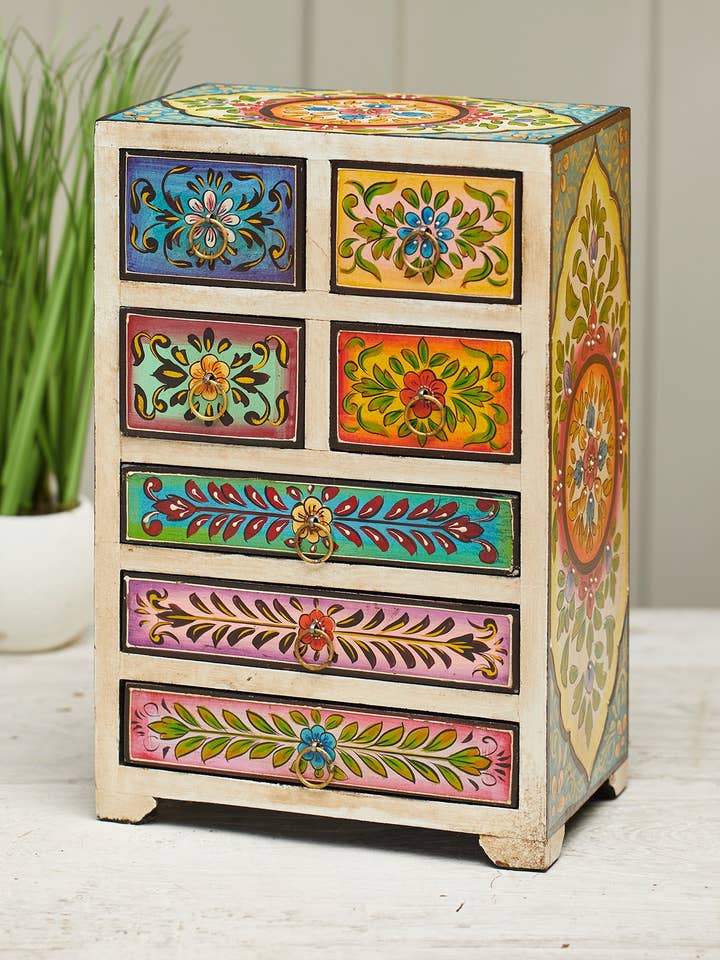 Manya Hand Painted 7-Drawer Chest for wholesale by Namaste
