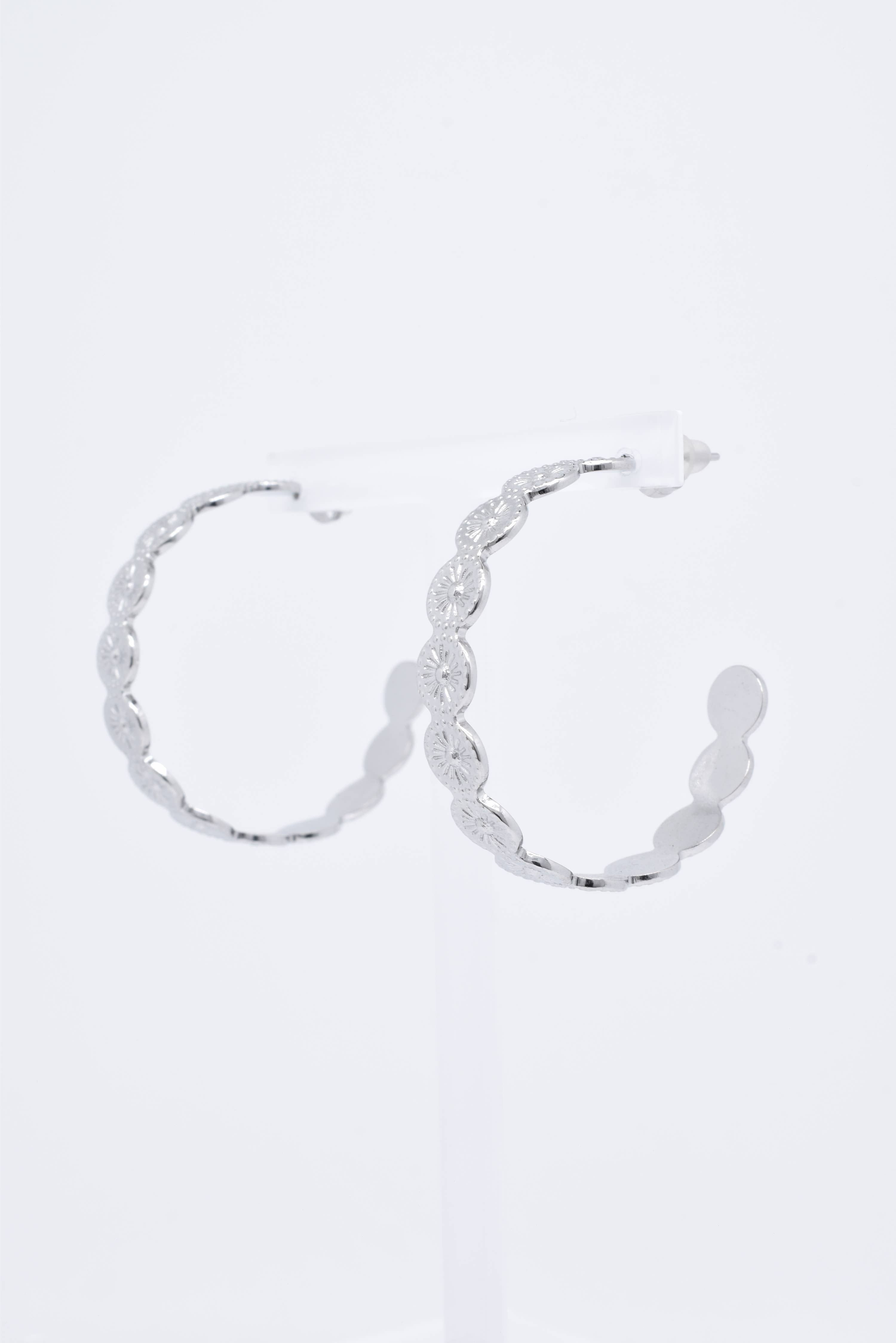 Kapyco - Vendita all'ingrosso Orecchini a cerchio - Orecchini in acciaio inox color argento o oro, diametro 39 mm3