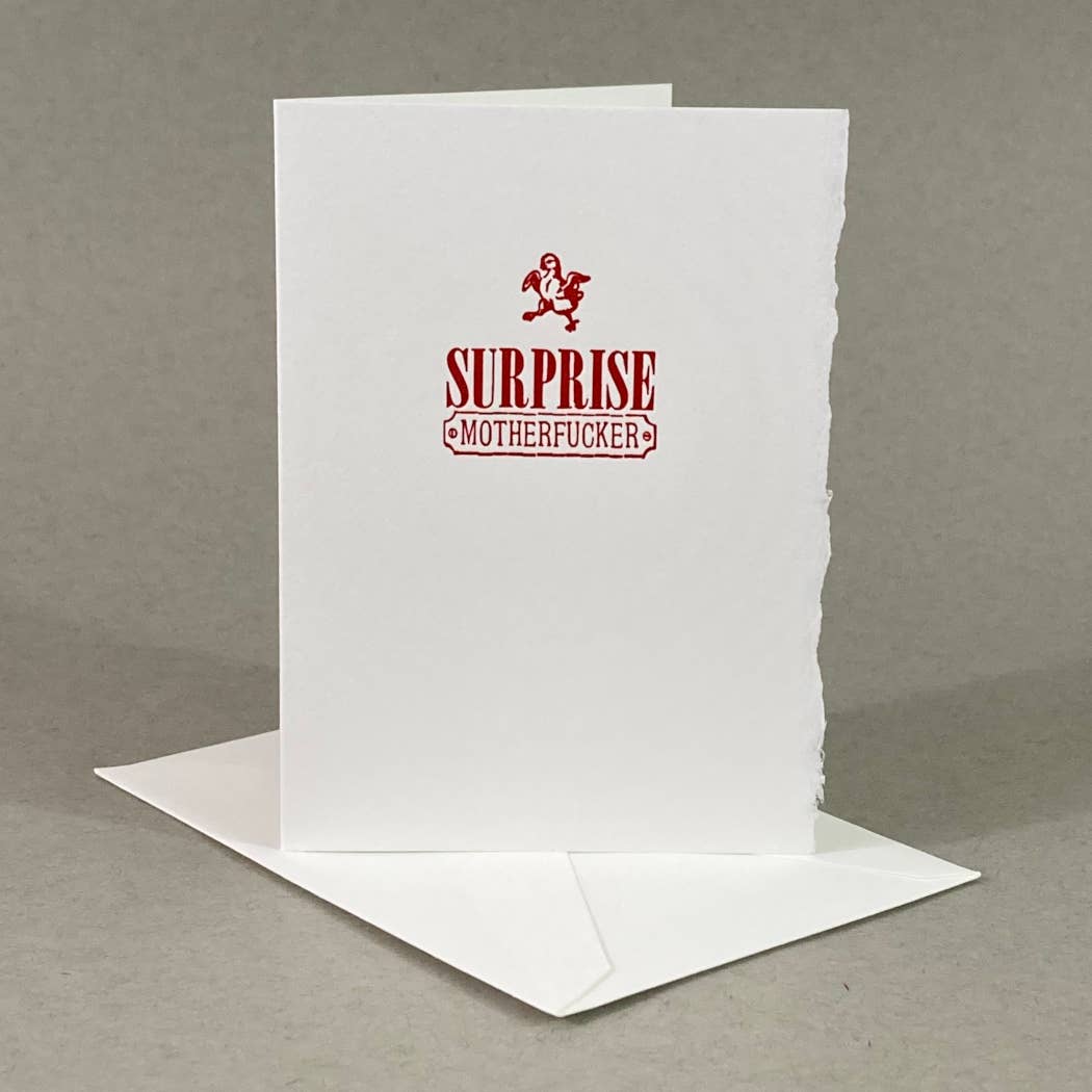 Rx Letterpress – wholesale Everyday greeting card – Surprise, Motherfucker! [Explicit] | Best Everything Card1