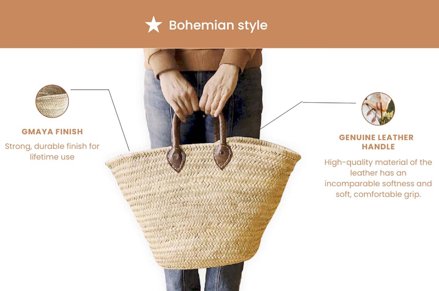 NomadWeave Ltd – wholesale Beach bag – The Santiago French Market Basket – Handmade Palm Leaf Tote3