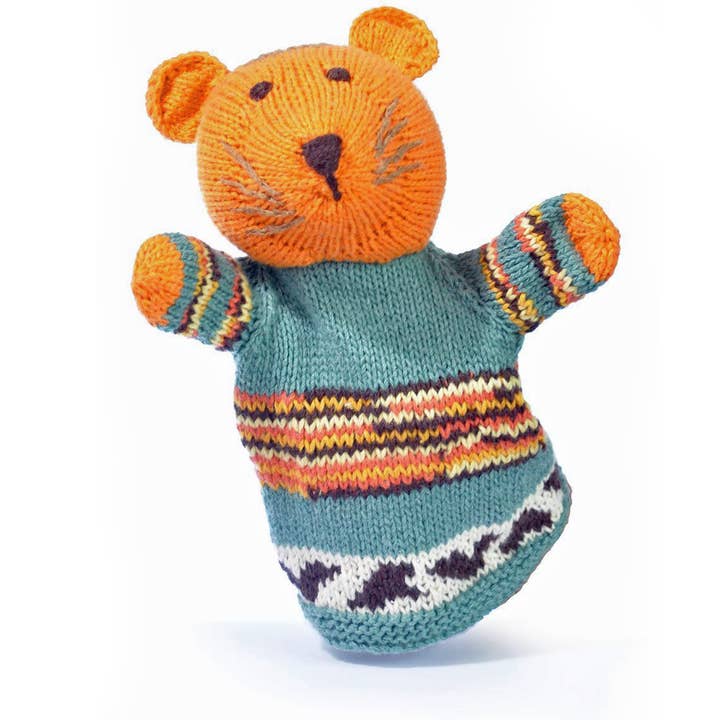 Marionnette à main Tiger en coton biologique pour la vente par ChunkiChilli