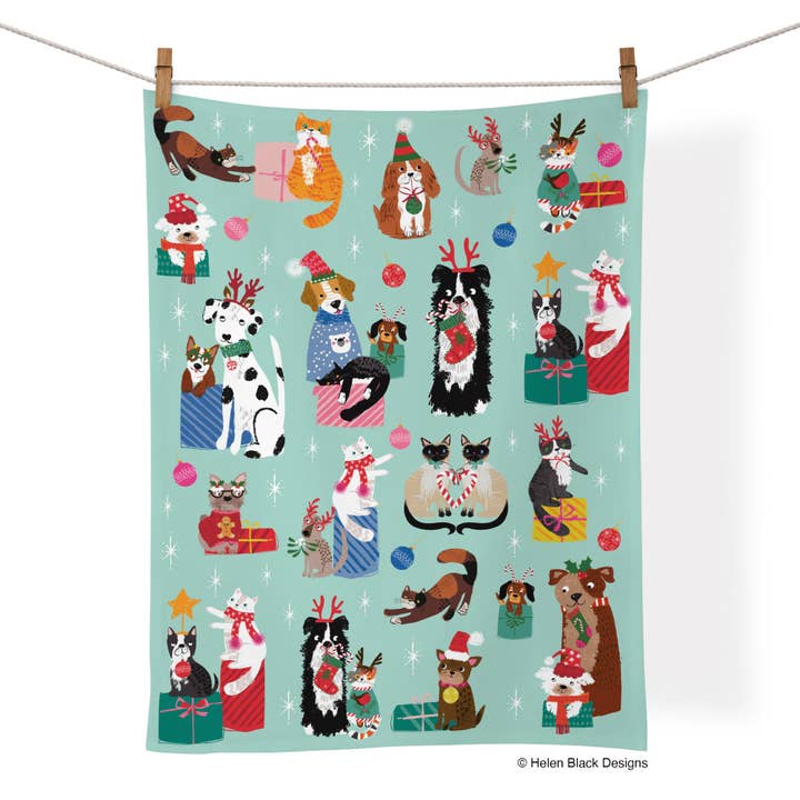 WerkShoppe - Wholesale Tea Towel - Happy Holidays Cotton Tea Towel | Holiday Hostess Gift