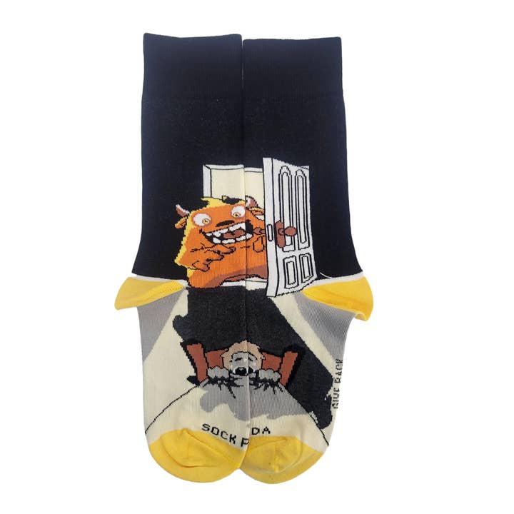 Nightmare Monster in the Closet Socks from the Sock Panda (Adult Small - Shoe Sizes 2-5) for wholesale by Sock Panda