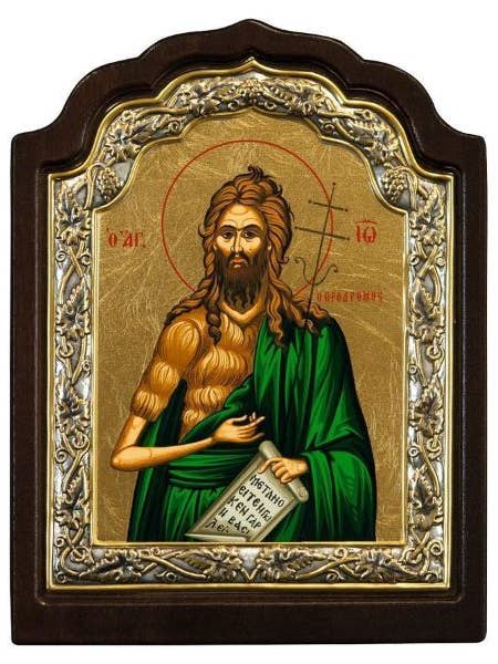 Saint Jean-Baptiste — Icône cintrée et gravée pour la vente par The Art of the Icon