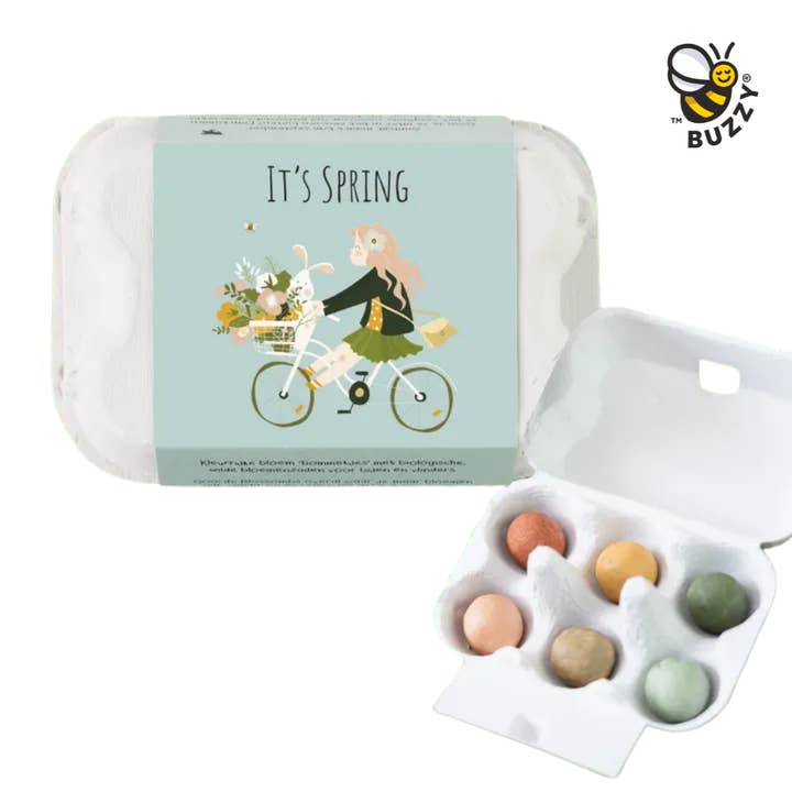 Buzzy Grow Gifts - Wholesale Plant Seeds - Egg Carton “Hello Spring” – 6 Wildflower Seed Bombs Gift0
