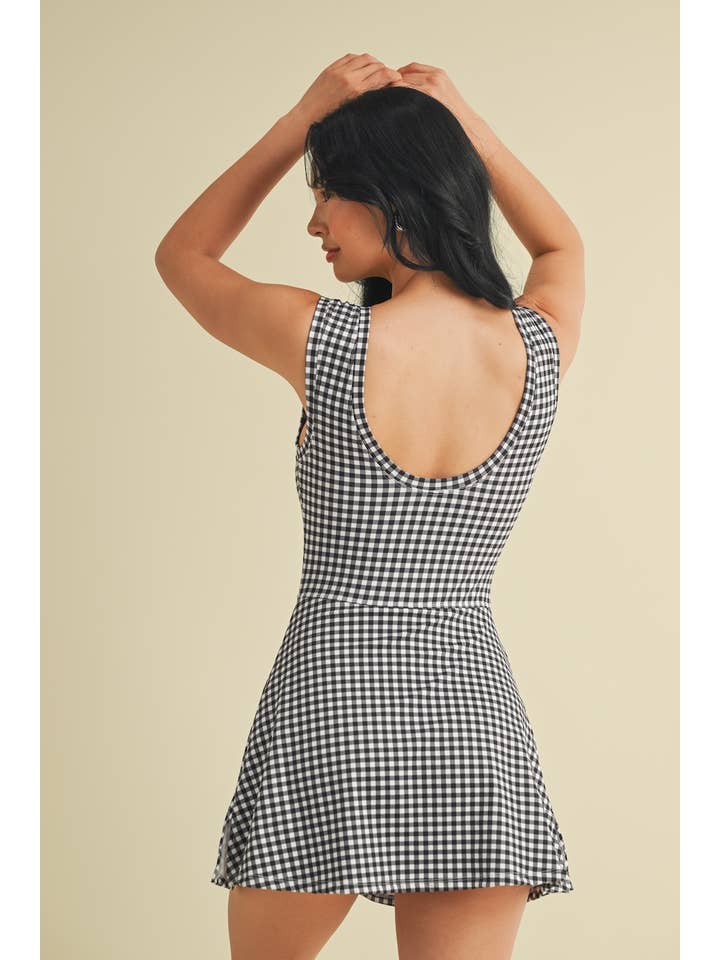 KIMBERLY C - Wholesale Athletic Dress - Women's - Gingham Print Sleeveless Wrap Tie Front Dress 63