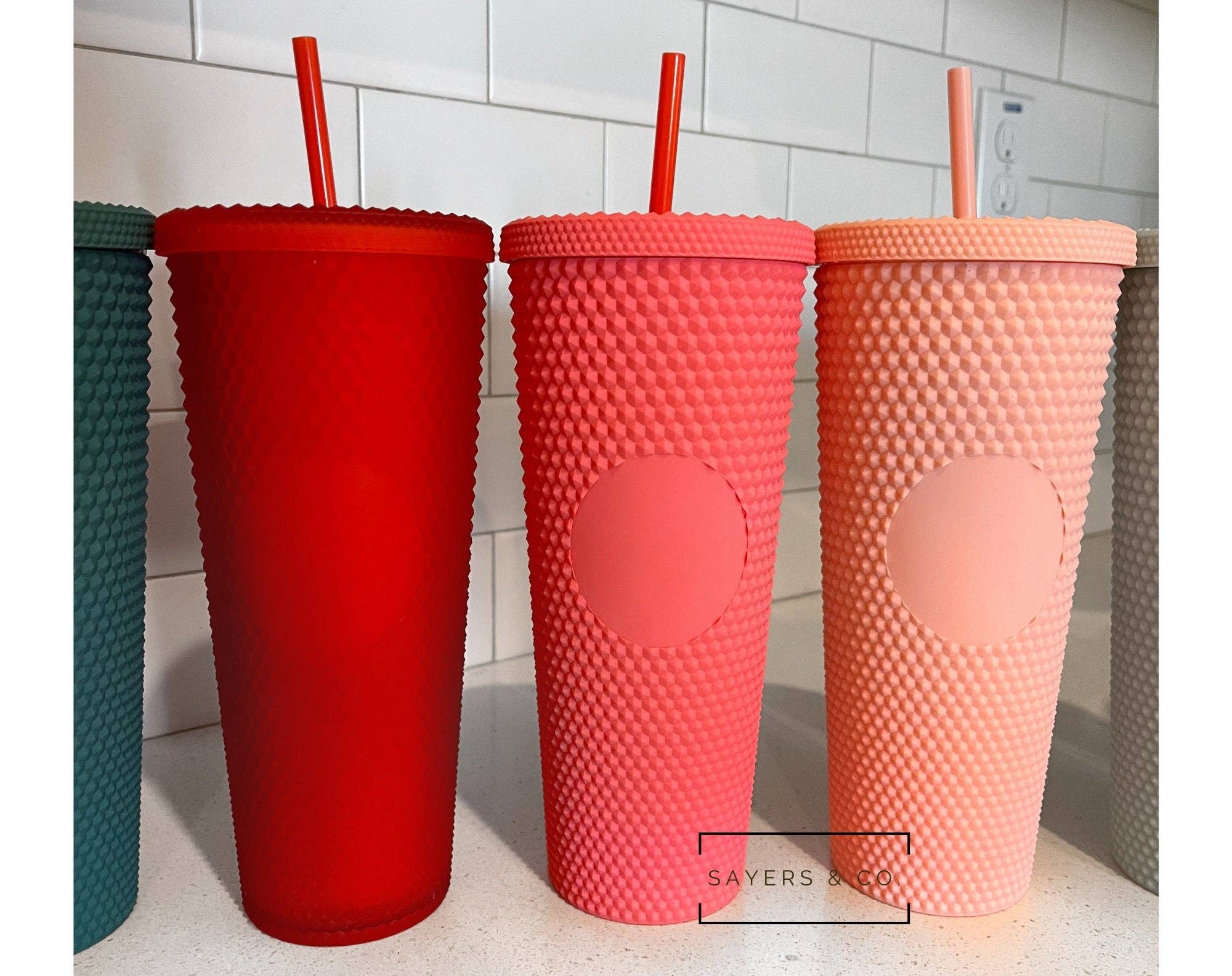 Sayers & Co. - Wholesale Insulated mug/tumbler - 24 oz Matte & Glossy Studded Screw Top Tumbler Double Walled49