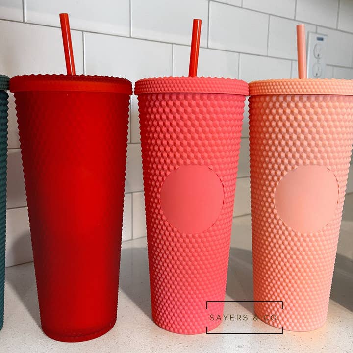 Sayers & Co. - Wholesale Insulated mug/tumbler - 24 oz Matte & Glossy Studded Screw Top Tumbler Double Walled49