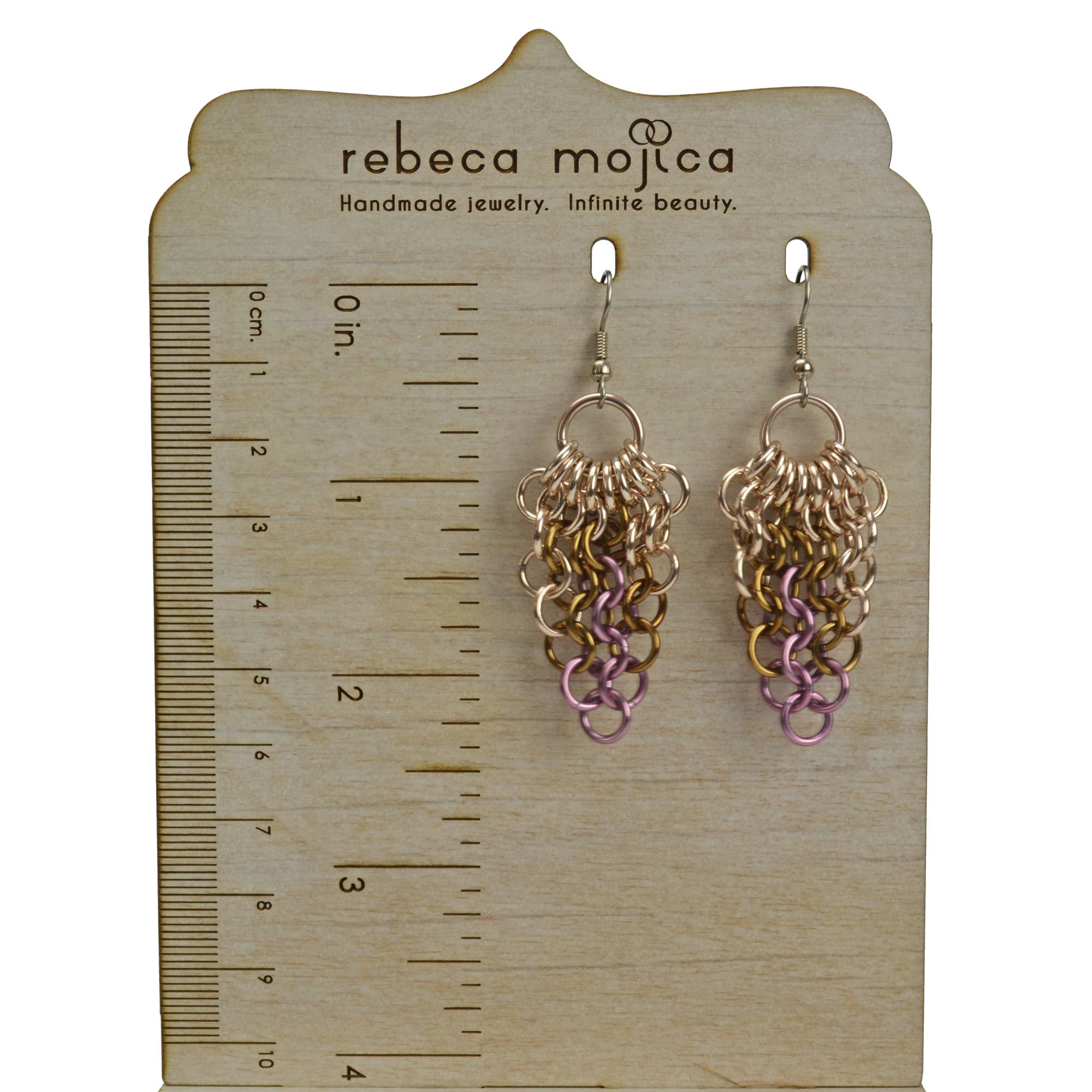 Rebeca Mojica Jewelry - Wholesale Dangle Earrings - Mesh Cluster Earring - Vintage Rose2