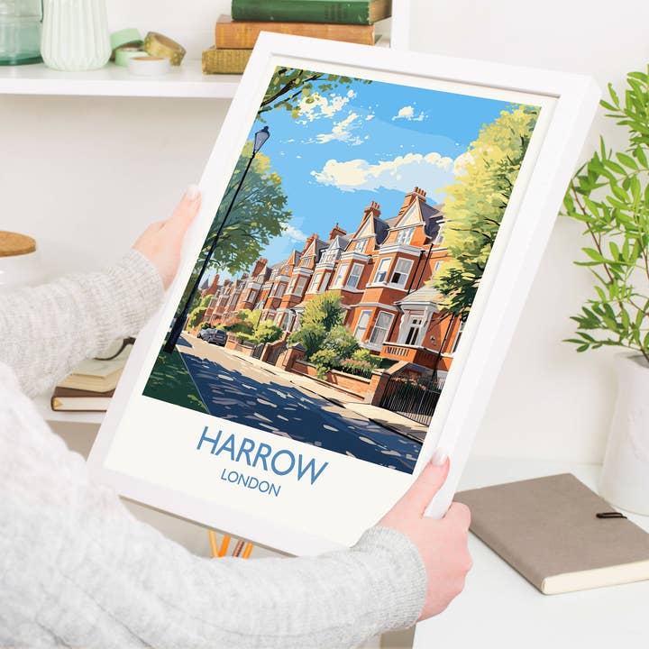 NQ Media Designs – wholesale Art print – Harrow Travel Print, Travel Poster of Harrow, London Poster, Harrow Gift, Harrow Art, London Art UK Travel Gift1