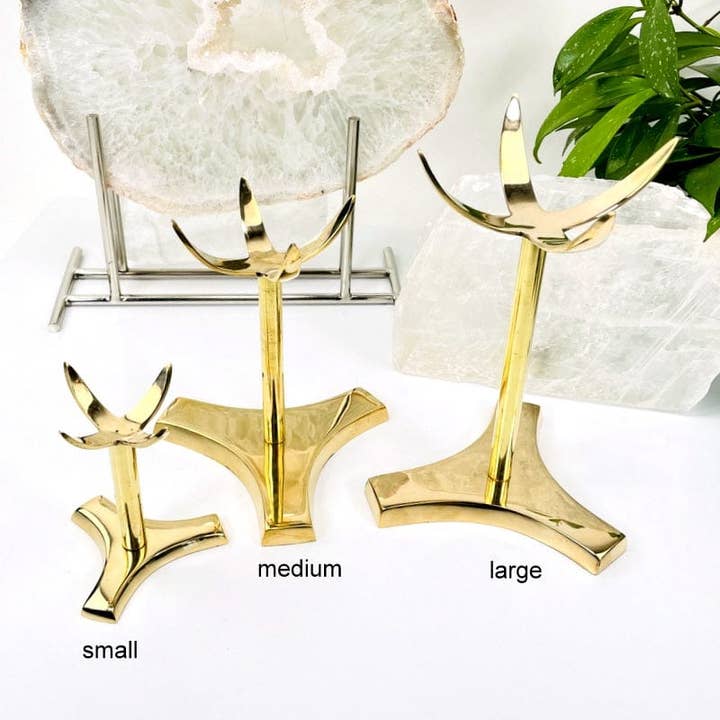 Rock Paradise - Wholesale Decorative Tabletop Object - Crystal Metal Tall Gold-Toned Sphere Holder - Two Styles1